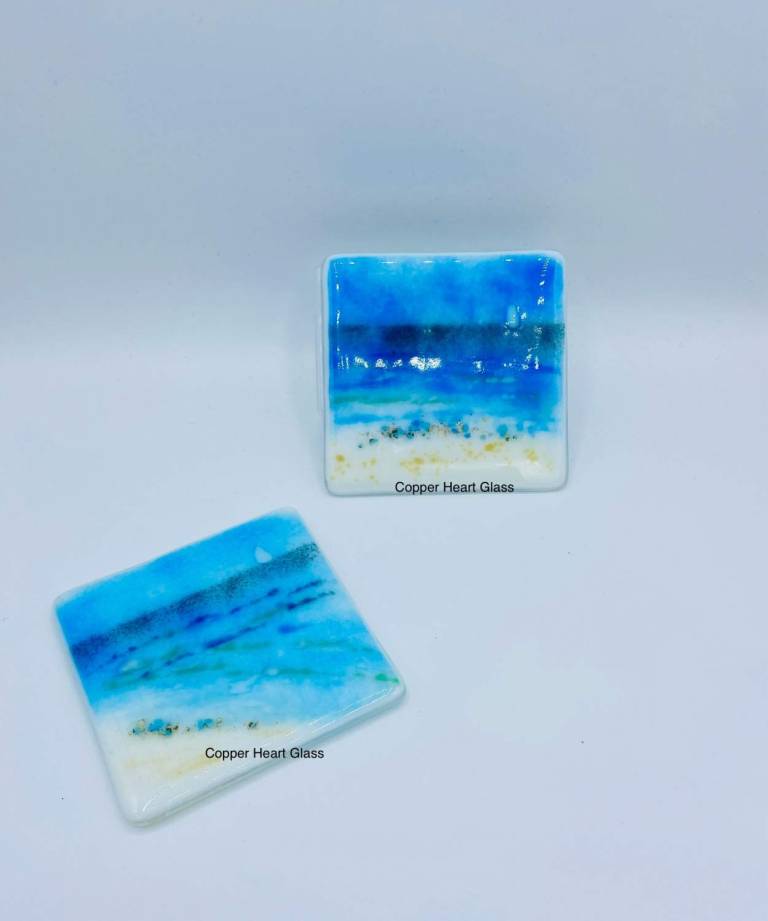 Solent Seascape Coaster - Copper Heart Glass