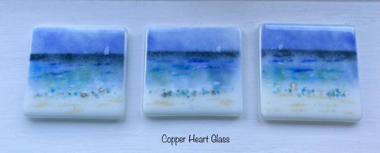 Solent Seascape Coaster - Copper Heart Glass