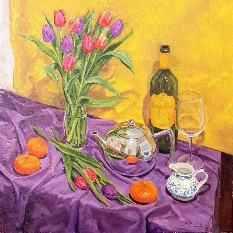 Tea Pots and Tulips A3 - Claire Rooney