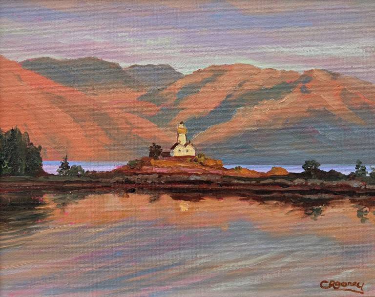 Isle Ornsay Lighthouse, evening light - Claire Rooney