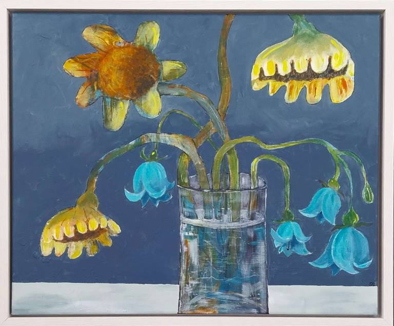 Sunflowers and harebells - Sue Cuff