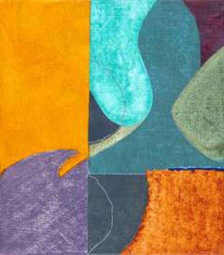 Circle and square, purple and yellow - Sara Owen