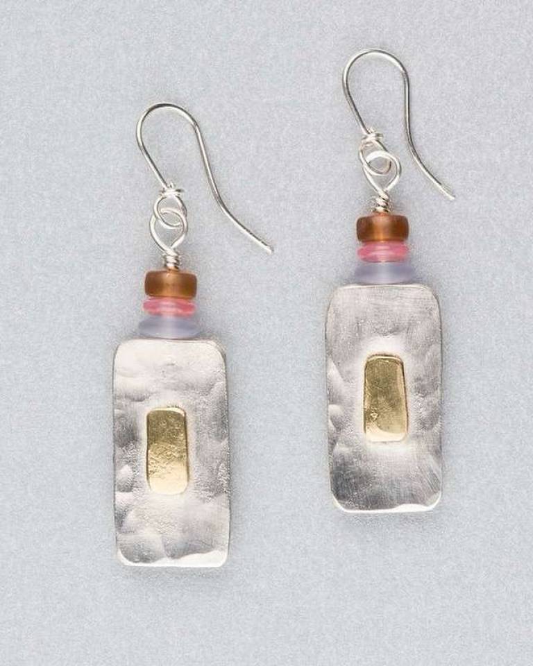 silver earrings with 18 ct gold detail - Duibhne Gough