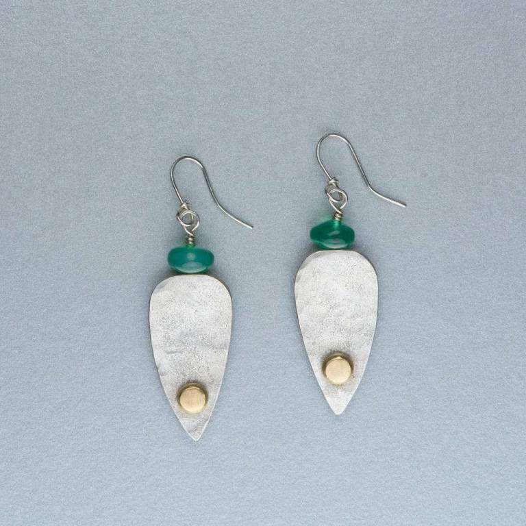 Duibhne Gough - silver earrings with 18 ct gold detail