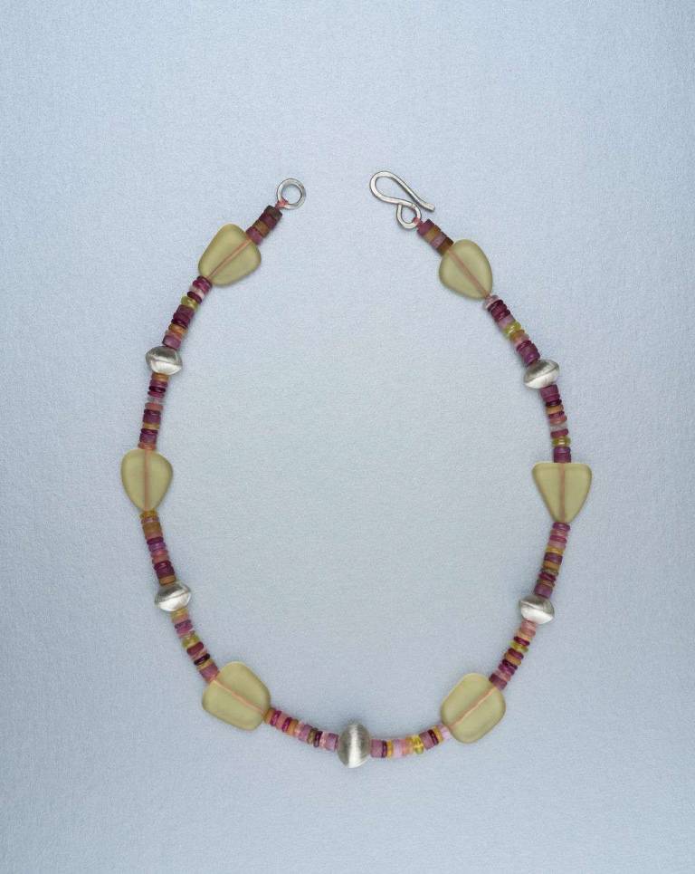 Duibhne Gough - Beaded necklace with hand forged silver beads