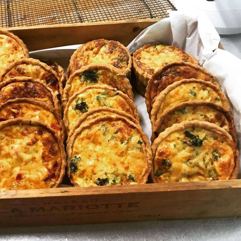 CAMBOZOLA, BLACK OLIVE , BASIL AND PEARL ONION TART - Penny's Pies