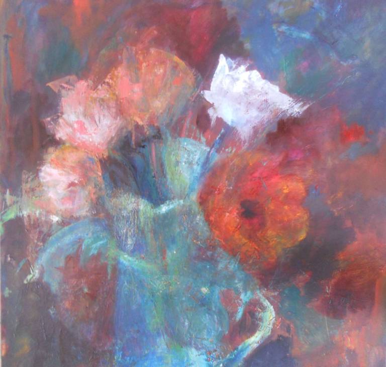 Flowers In Turquoise Jug - Denise Orchard