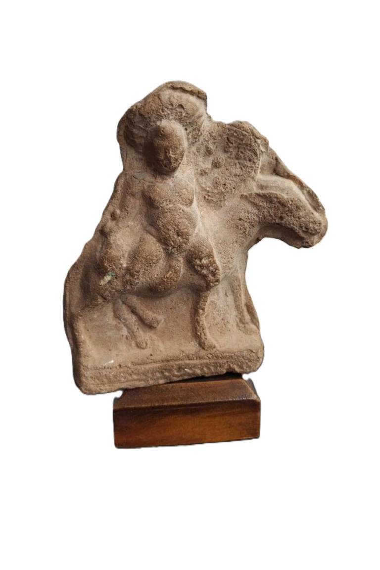 Romano Egyptian Terracotta Figure representing Bes on a horse - Egyptian Antiquities