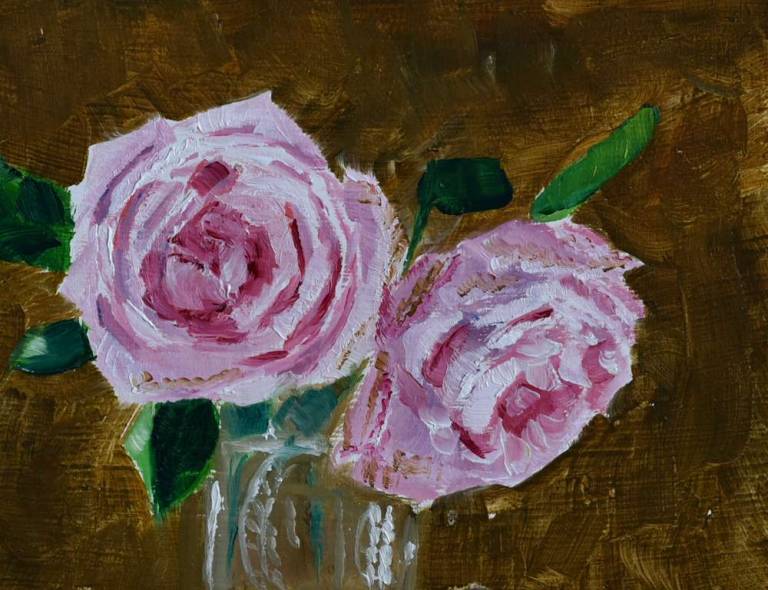 Two pink roses in bottle - Ronell van Wyk