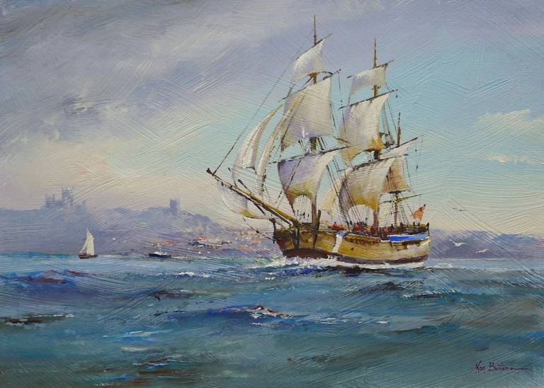 HM Bark Endeavour off Whitby - Ken Burton