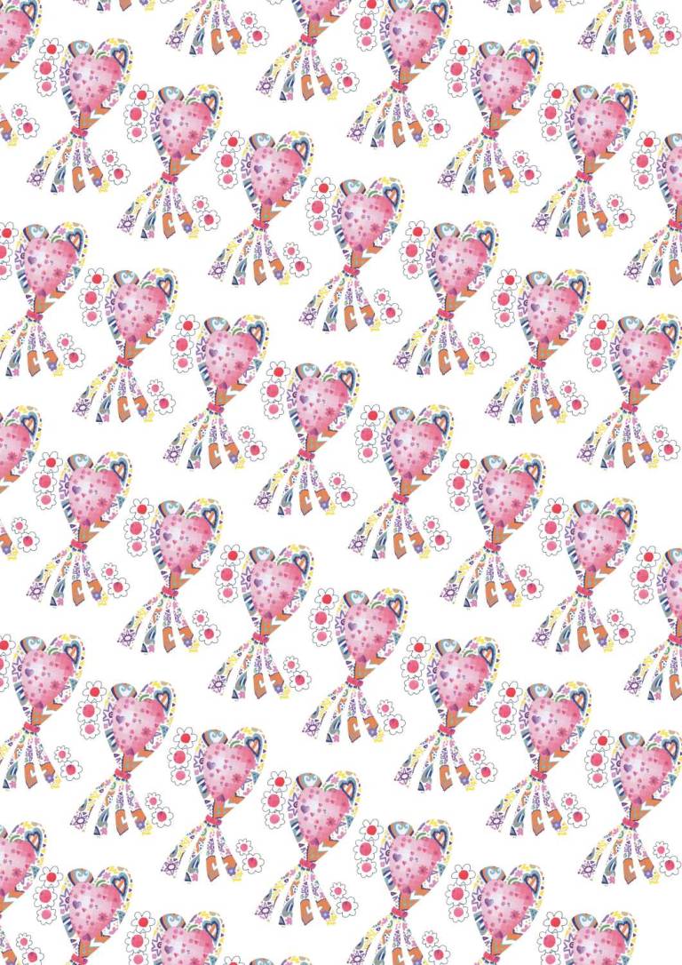 Hearts and Tails repeat white - Jo Sargisson