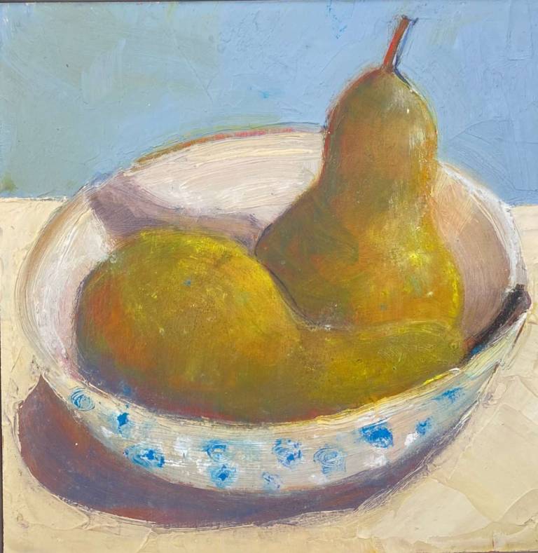 Pears in blue spotted bowl - Lyn O'Neill