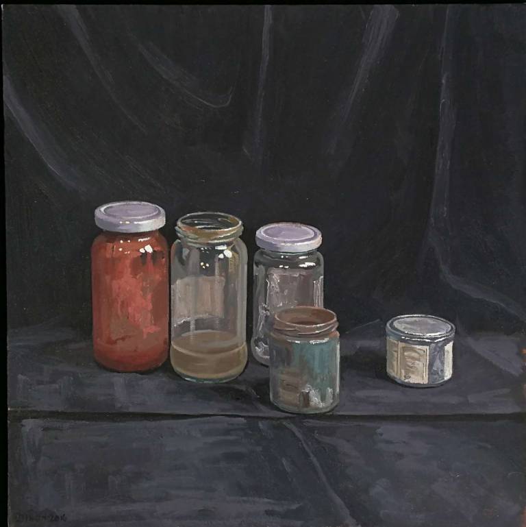 Still life with a tin of Cremnitz white. - Andrew Cochrane Dixon