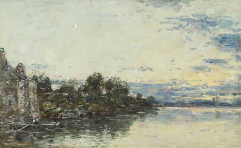 Eugene Boudin (1824-1898) - Bord de Rivière en Bretagne (c.1870-1873)