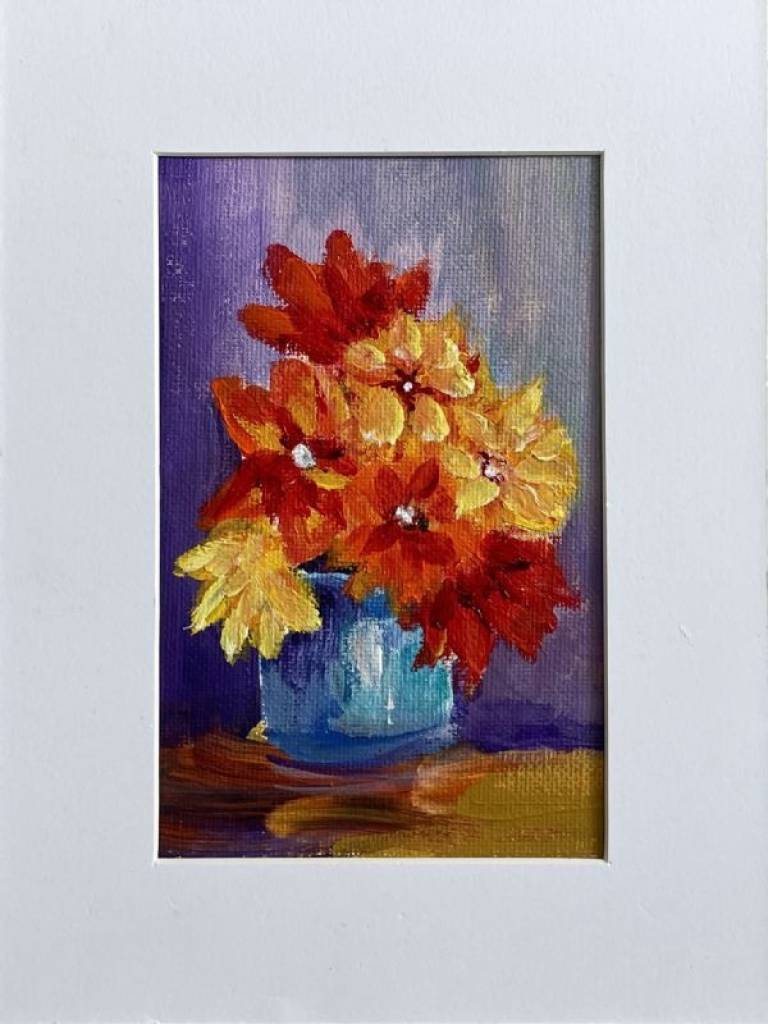 flowers in a blue vase - Stephen Michael Law
