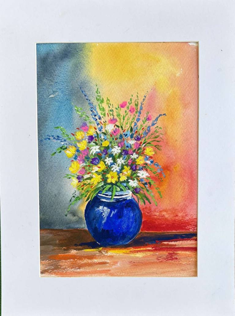 Blue vase with flowers - Stephen Michael Law