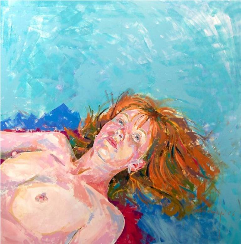 Lisa against turquoise background - Lawrence Buttigieg