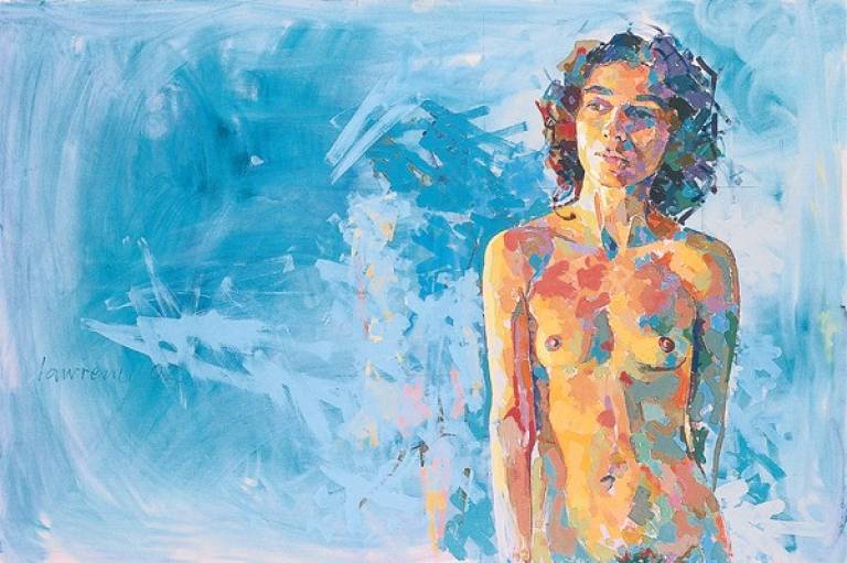 Idoia against blue background - Lawrence Buttigieg