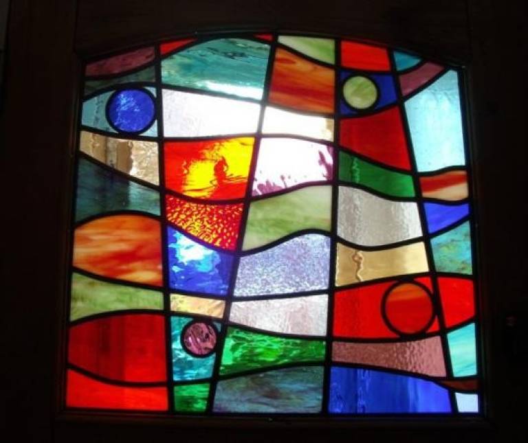 Colourful window with circles - Caroline Channing