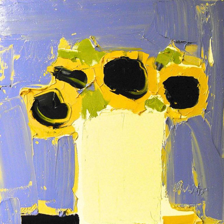 Sunflowers Against Toulon Blue & Pale Umber