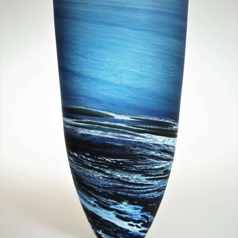 Tall Seascape Vase Blue