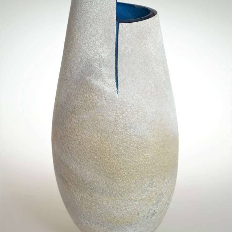 Tall Blue Cut Vase