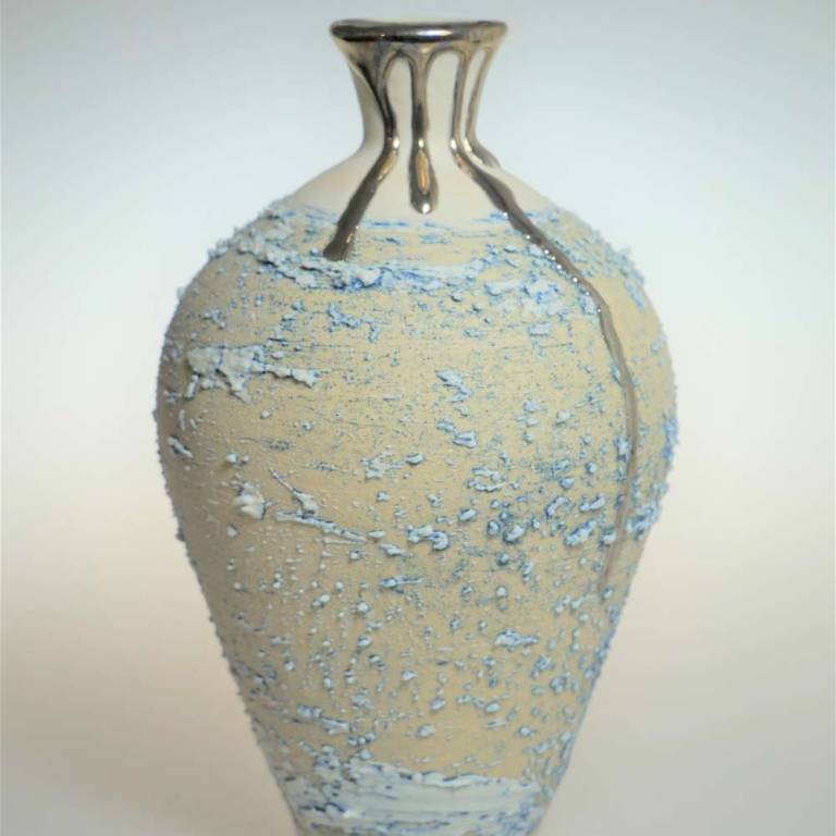 Textured Vase With Platinum Lustre Small