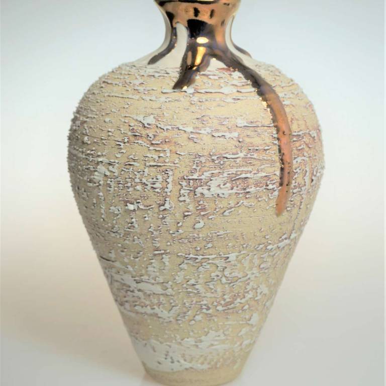 Textured Vase With Copper Lustre Small