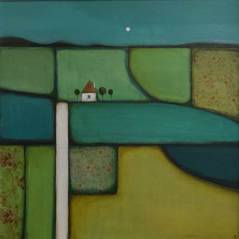 Full Moon Over Patchwork Fields