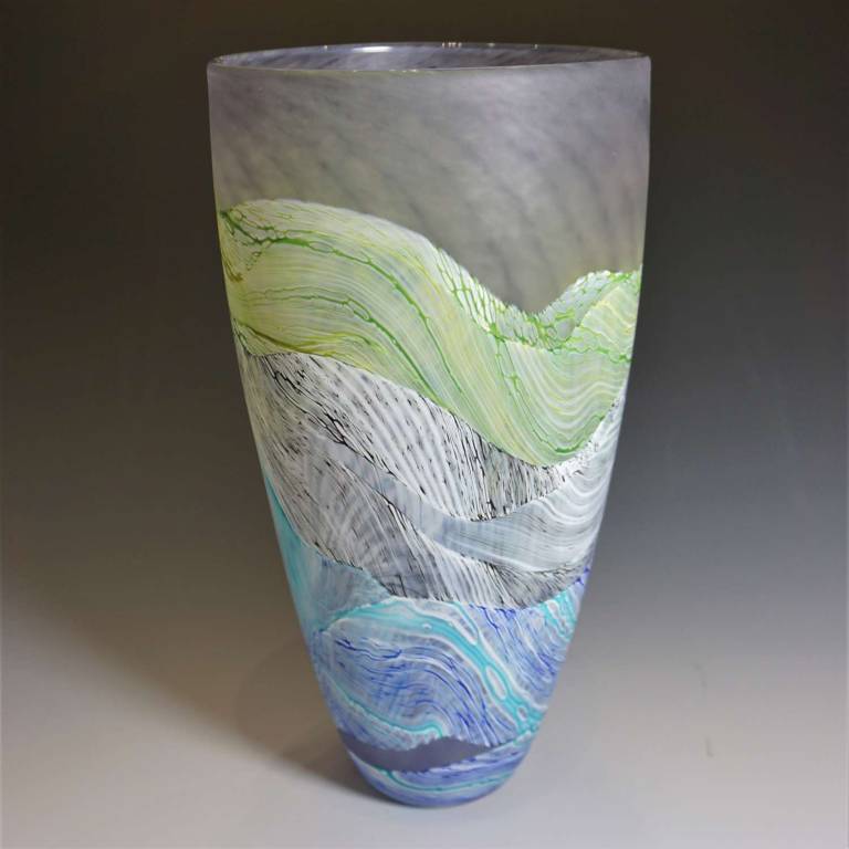 Medium Tall Vase Sea Shore Grey Skies