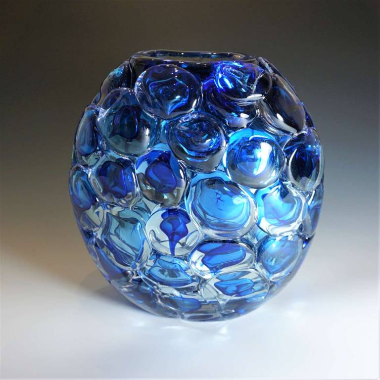 Blue Bubble Wrap Ovoid Vase