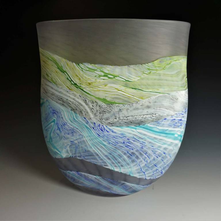 Medium Flat Vase Sea Shore Grey Skies