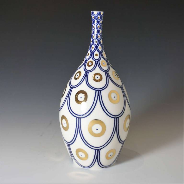 Medium Scalloped Bottle With Gold Circles