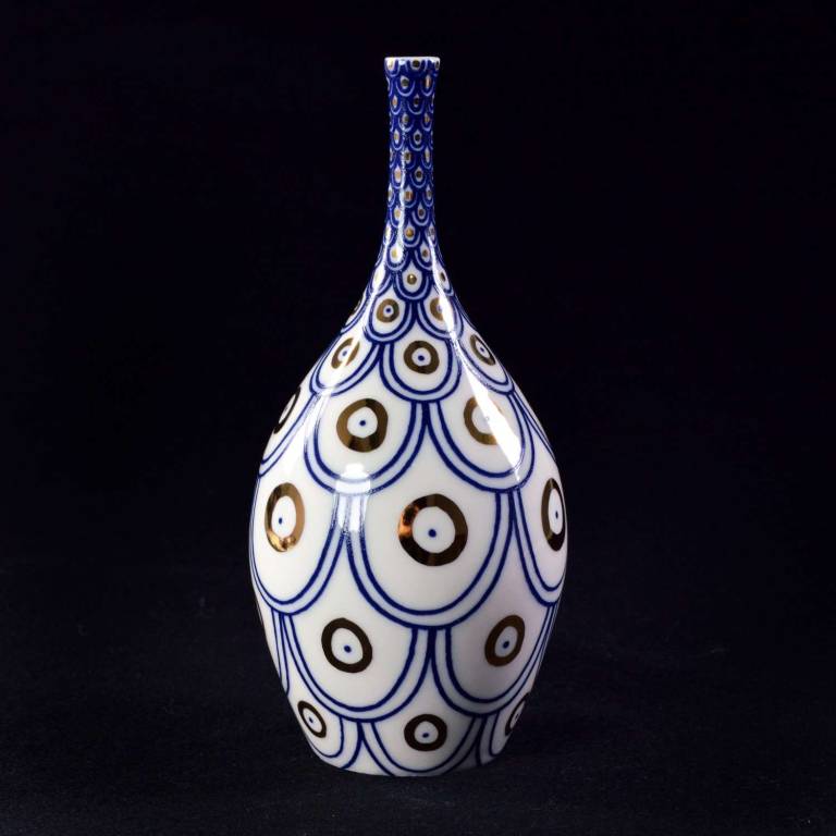 Medium Scalloped Bottle with Gold Circles