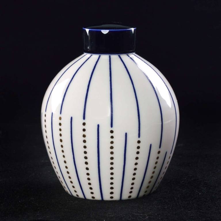 Small Round Twisted Ginger Jar with Gold Dots