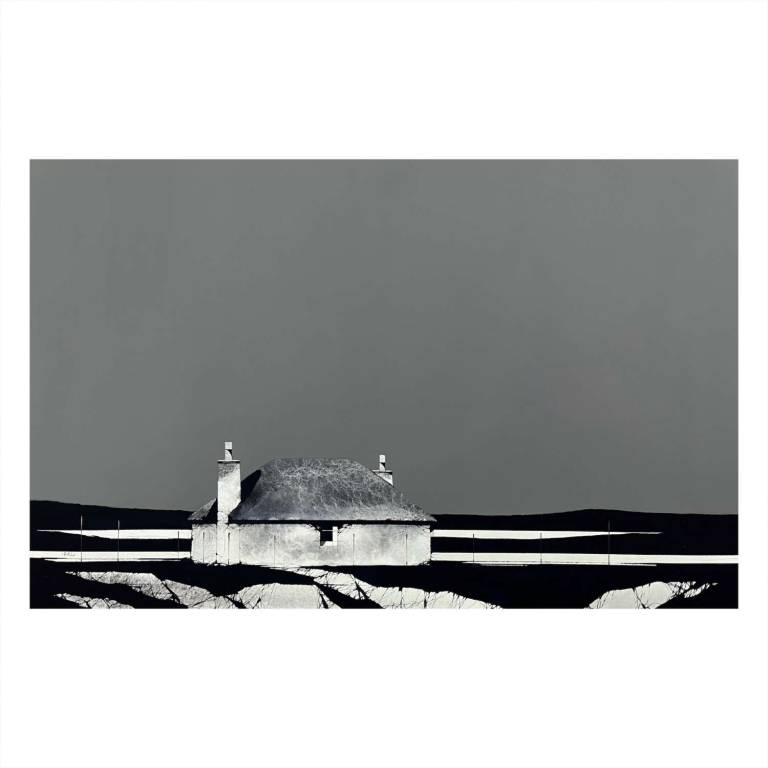 Hebridean Croft House In Mono (12x19inches, framed 20x27inches)