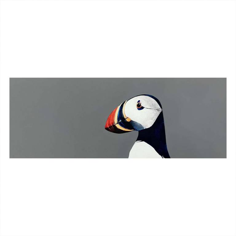 Puffin Portrait (7x29inches, framed 15x37inches)