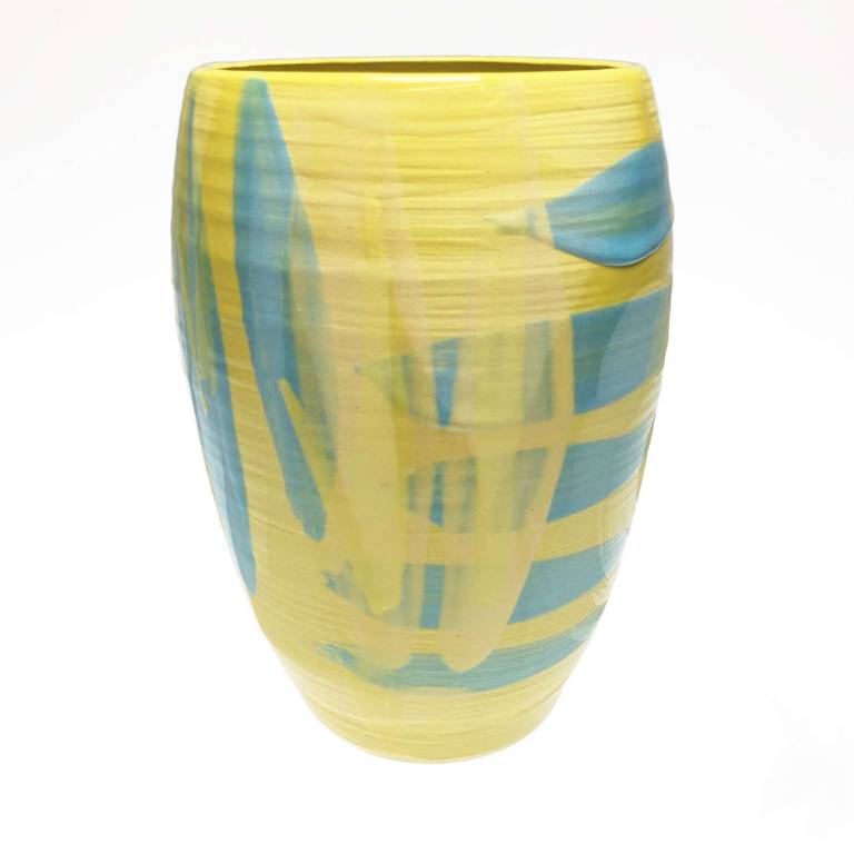 Turquoise/Yellow Curved Vase