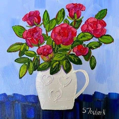 Roses in Love Heart Vase