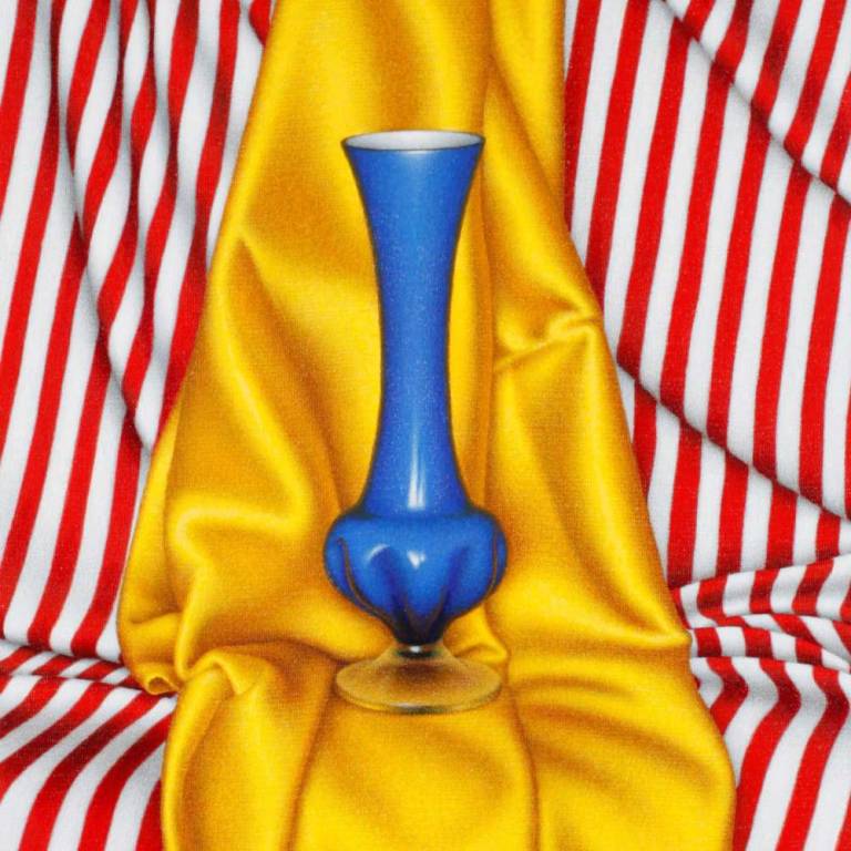 Red Stripes with Blue Vase