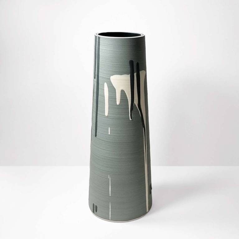 Large Waterfall Stem Vase Grey