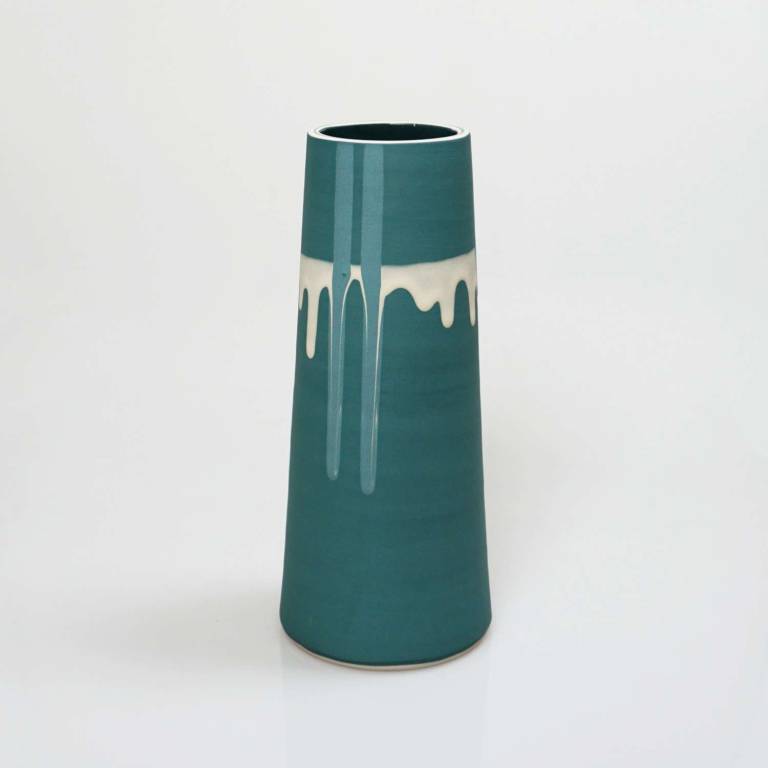 Waterfall Stem Vase Peacock Green