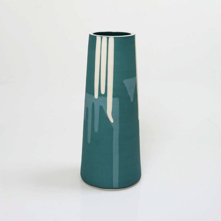 Waterfall Stem Vase Peacock Green