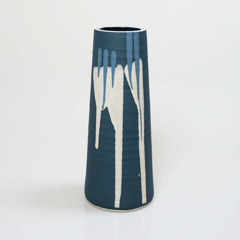 Waterfall Stem Vase Navy Blue