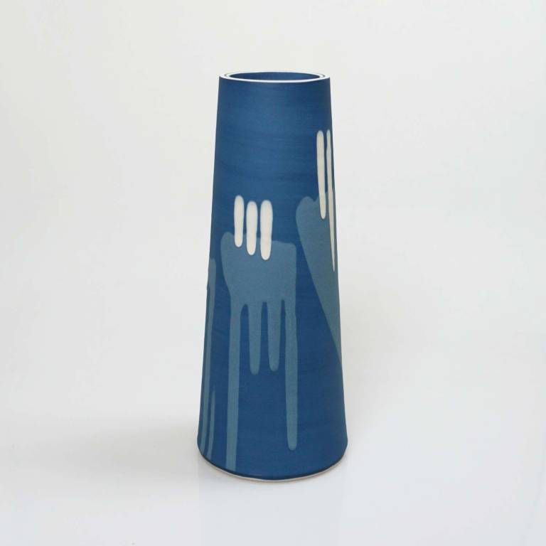 Waterfall Stem Vase Cobalt Blue