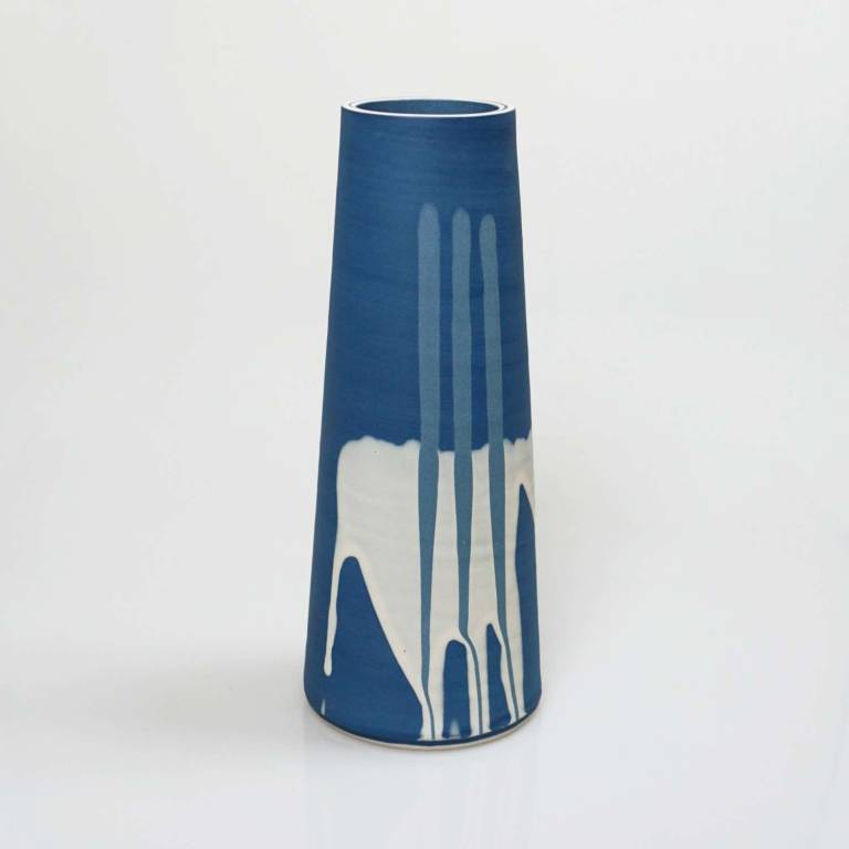 Waterfall Stem Vase Cobalt Blue