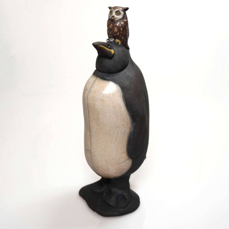 Penguin with Owl on Head