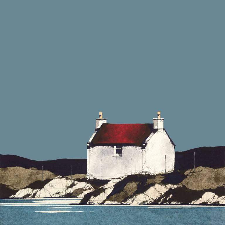 Cottage On The Coast (7x7 inches, Framed 15x15 inches)