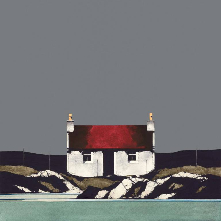 Thunder Sky Red Roof (15x15 inches, Framed 23x23 inches)
