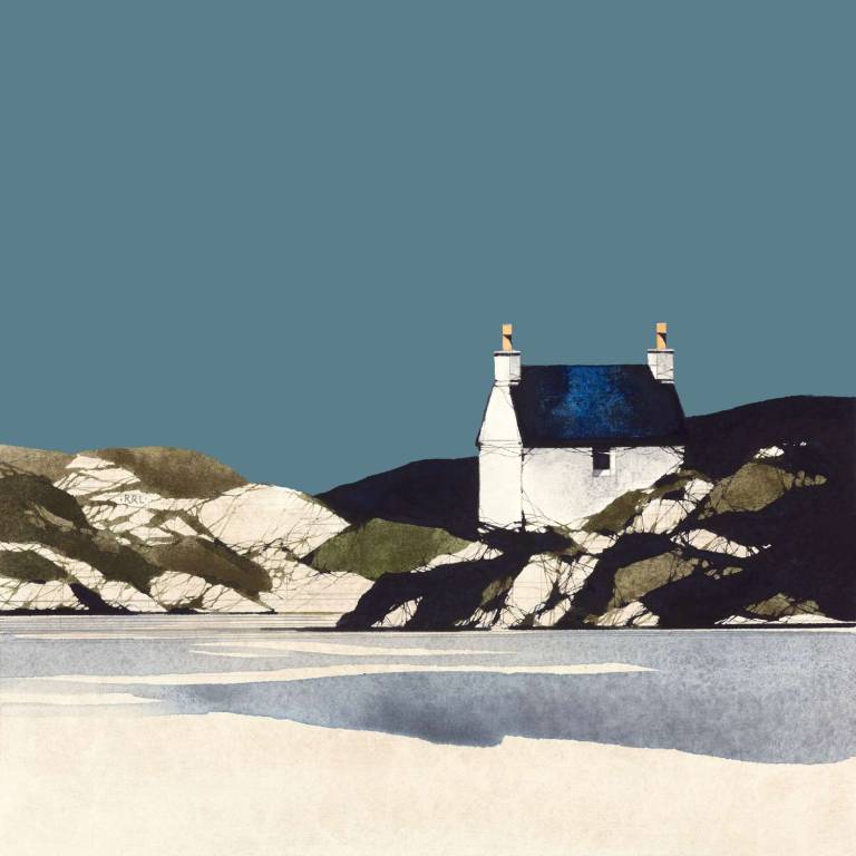 Uist Fishing Shed (9x9 inches, Framed 17x17 inches)